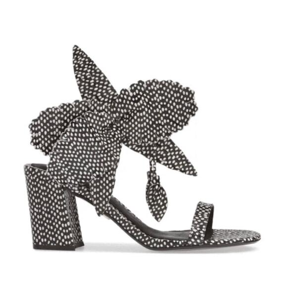 Anthropologie Cecelia New York Hibiscus Heels Leather Flower Polka Dot Floral - Picture 2 of 11